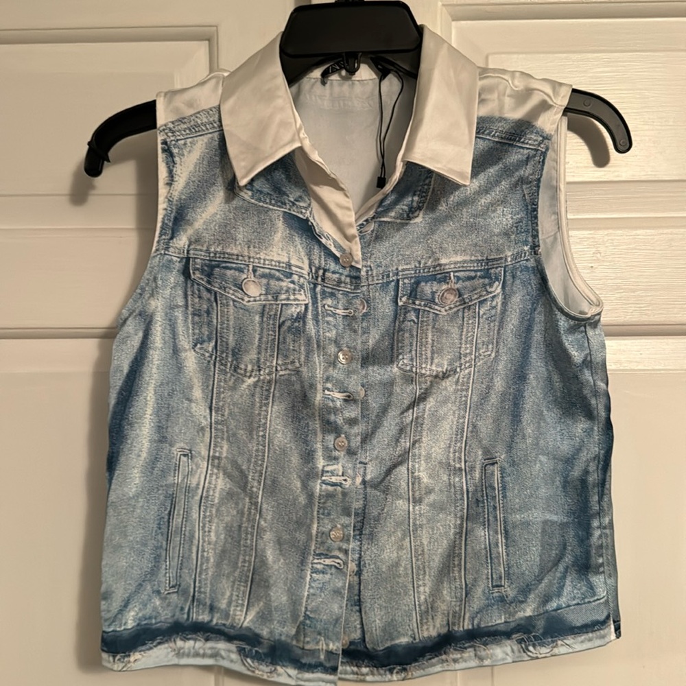 Zara fake denim sleeve shirt